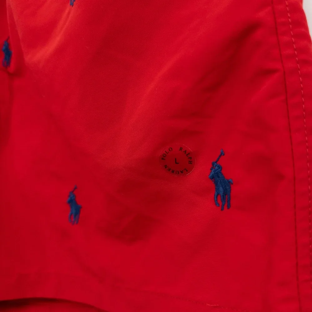 New Polo Ralph Lauren Swim Trunks Mens Large Red All Over Pony Preppy NWT